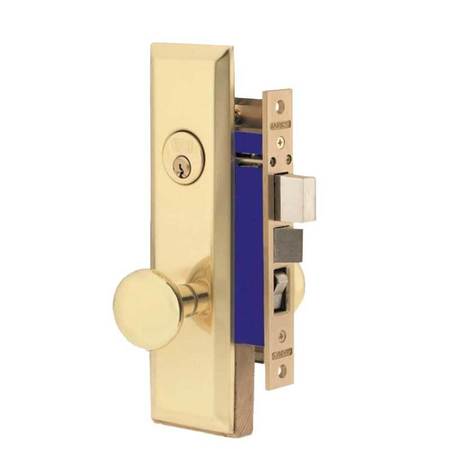 MARKS METRO MORTISE APARTMENT KNOB LOCKSET HD - ENTRANCE - 1-1/16 X 7-5/8 - POLISHED BRASS - LEFT H MRK-114A-3-LH